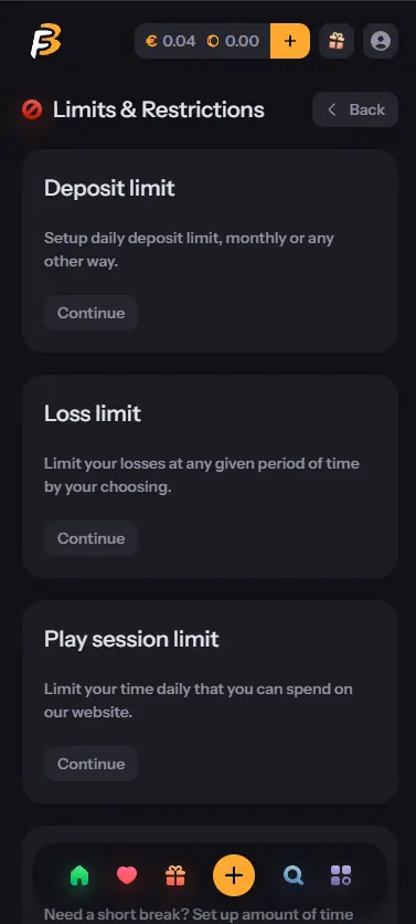FastBet Casino responsible gambling limits and restrictions settings