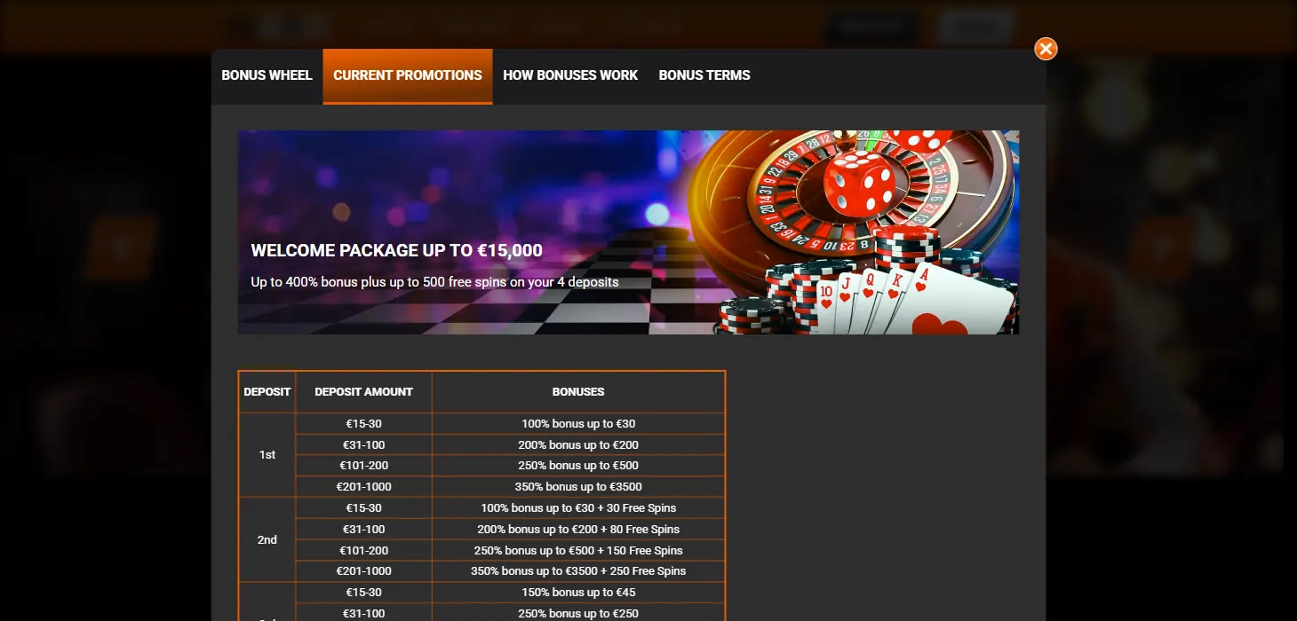 i24slots Casino promotions page on desktop