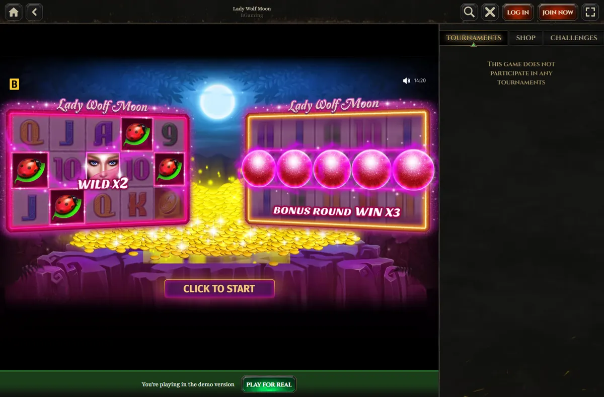 Lady Wolf Moon slot by BGaming at Kyngs Casino