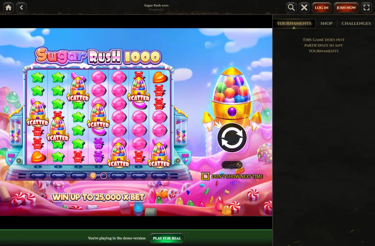 Sugar Rush 1000 slot by Pragmatic Play at Kyngs Casino