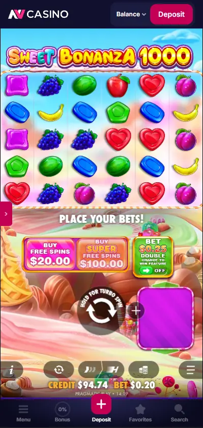 Sweet Bonanza 1000 slot by Pragmatic Play at NV Casino
