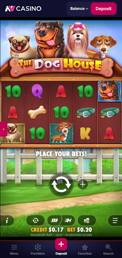 The Dog House slot by Pragmatic Play at NV Casino - no-bonus session