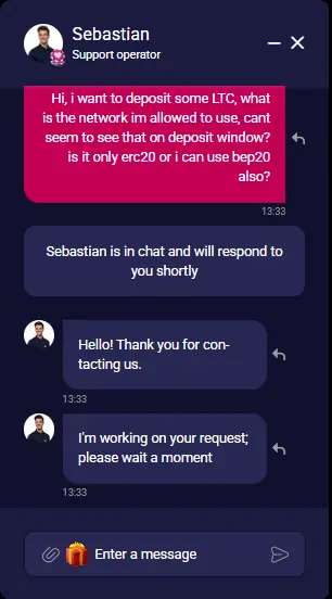 NV Casino live chat support test showing 4 min 18 sec response time