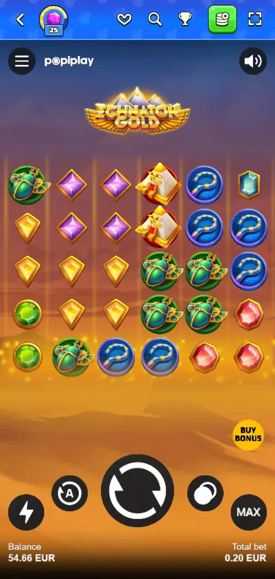 Echnaton Gold slot by Popiplay at Pistolo Casino