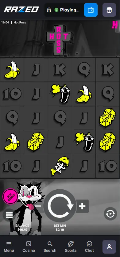 Hot Ross slot by Hacksaw Gaming at Razed Casino