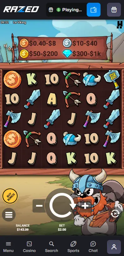 Le Viking slot by Hacksaw Gaming at Razed Casino