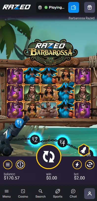 Razed Barbarossa slot by Peter and Sons at Razed Casino