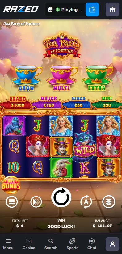 Tea Party of Fortune slot by Ela Games at Razed Casino