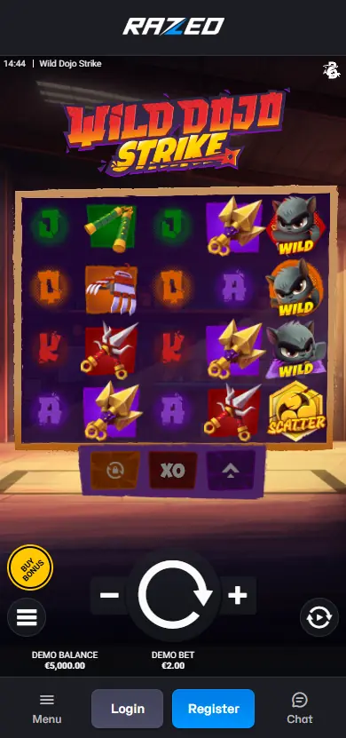 Wild Dojo Strike slot by Hacksaw Gaming on mobile at Razed Casino