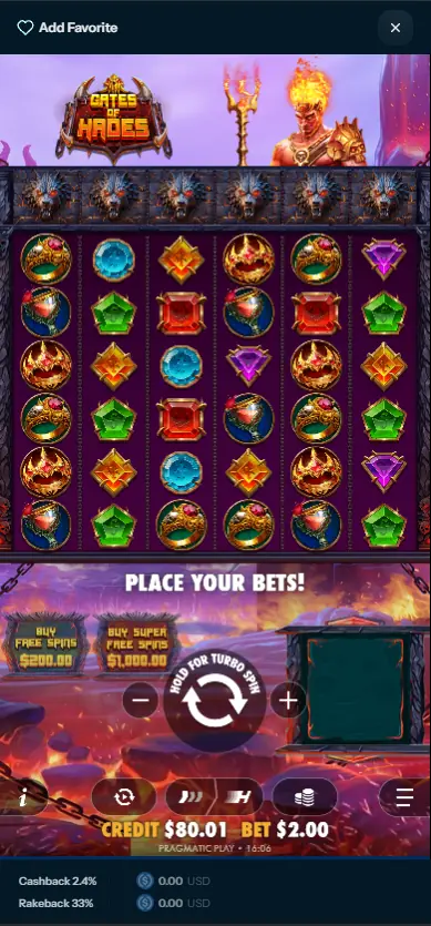 Gates of Hades by Pragmatic Play on Spartans Casino