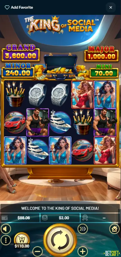 The King of Social Media by Betsoft on Spartans Casino