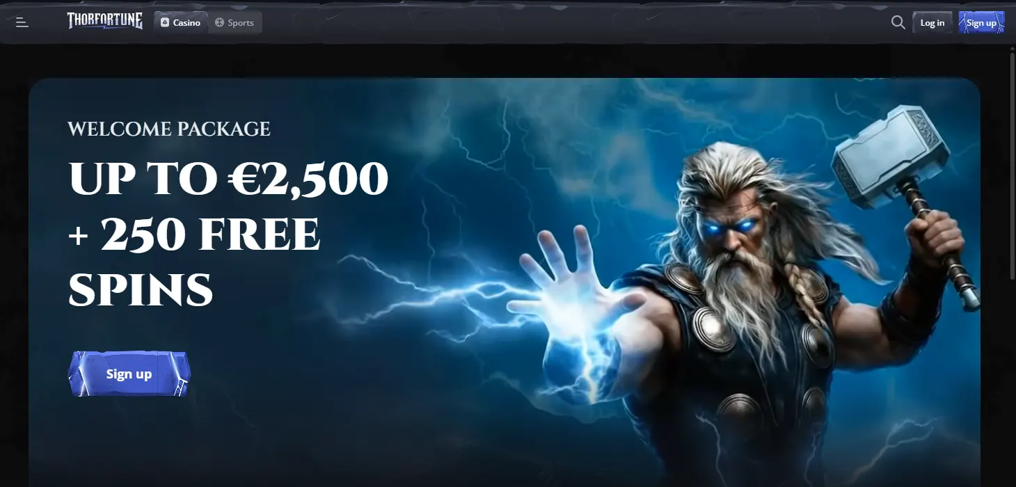 Thorfortune Casino homepage on desktop