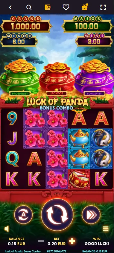 Wild Tokyo Casino Luck of Panda Bonus Combo slot by Netgame