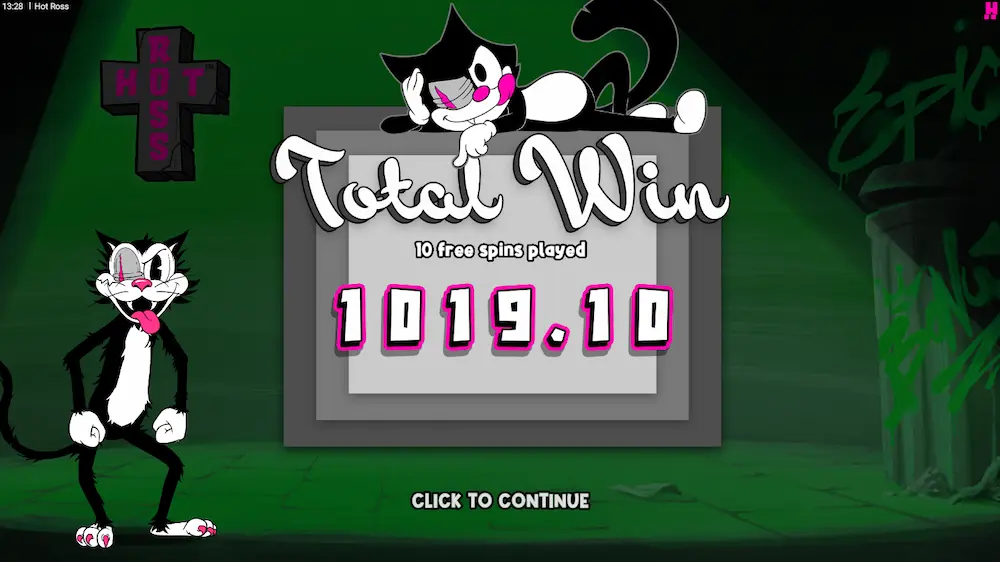 Hot Ross Bigg Boss Ross bonus in progress showing multiple expanded Hot Ro$$ wilds across reels