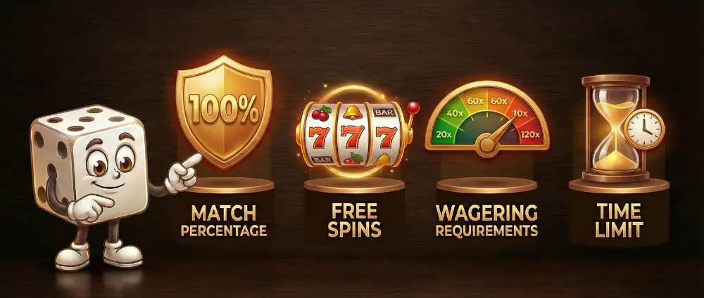 Understanding casino welcome bonuses key features including deposit match, free spins and wagering requirements