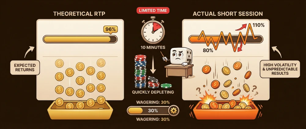 RTP variance in welcome bonuses showing theoretical versus actual return to player rates