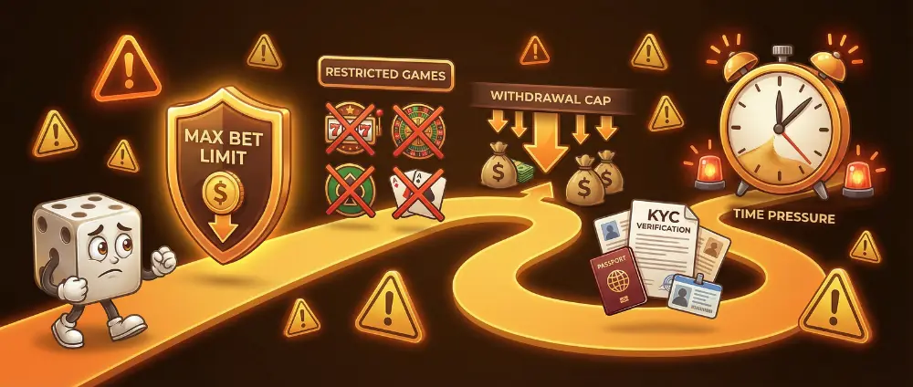 Why casino bonuses are hard to withdraw showing restrictions like max bet limits and game contributions